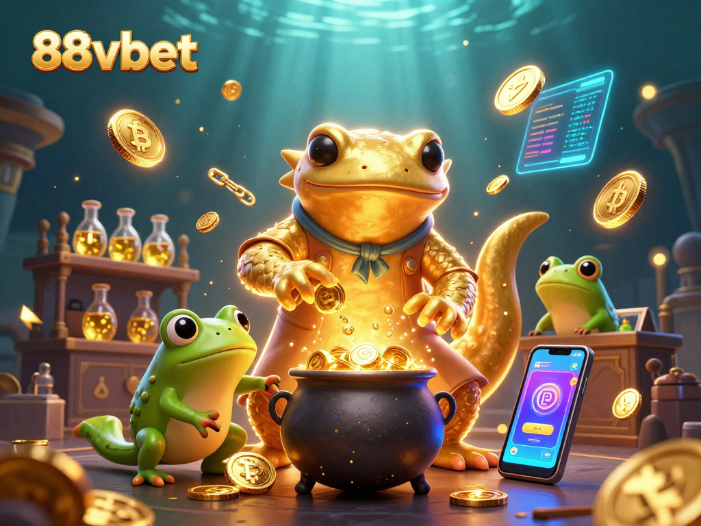 Experience thrilling wins at 88vbet with a fantastical illustration showcasing golden alchemy in a casino environment.