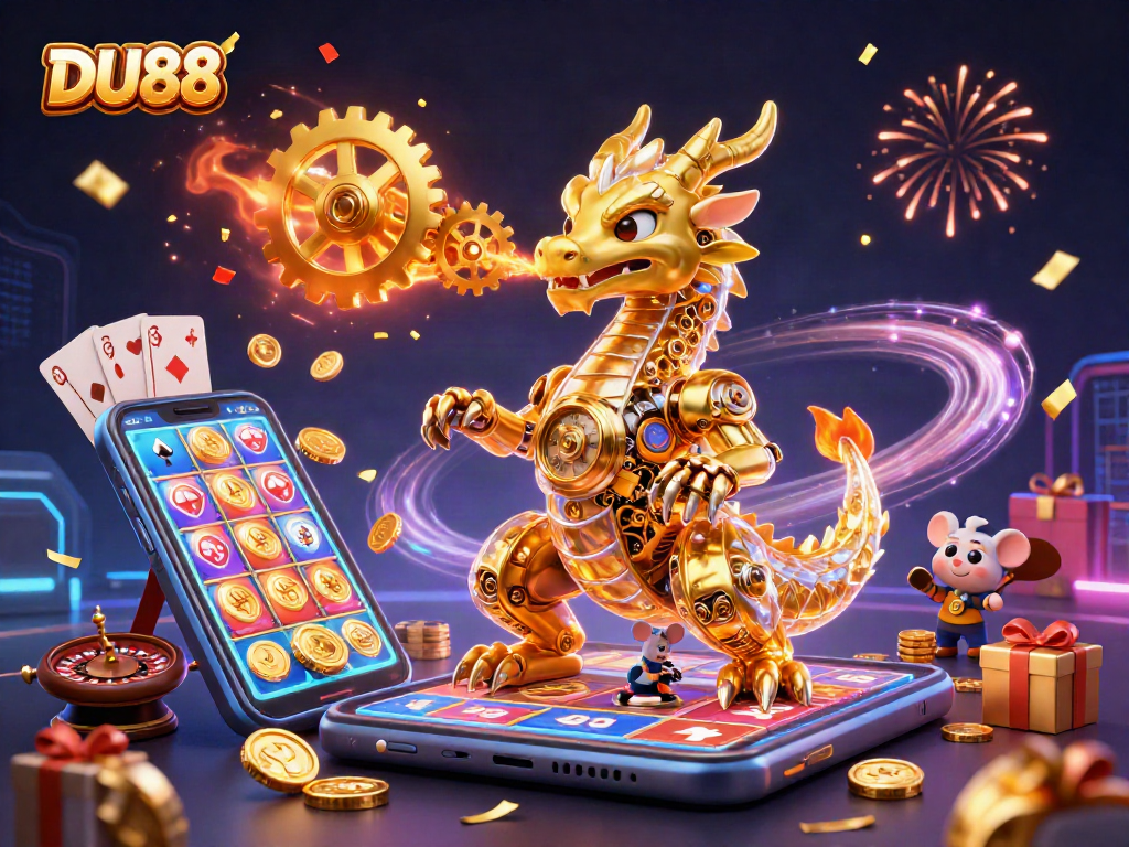Dive into the excitement of DU88's engaging slot games with golden dragon magic and interactive elements