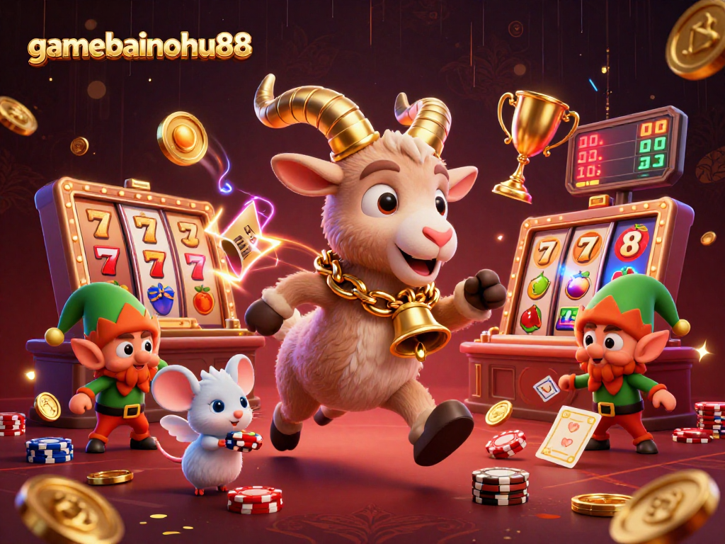 Experience thrilling action at gamebainohu88 with vibrant 3D gambling-themed characters and elements.