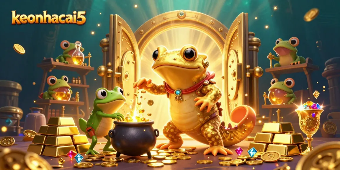 Experience winning moments with keonhacai5's enchanting alchemist and treasure-filled scene.