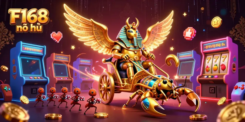 Experience the excitement of F168 nổ hũ with vibrant casino-themed characters and game elements.