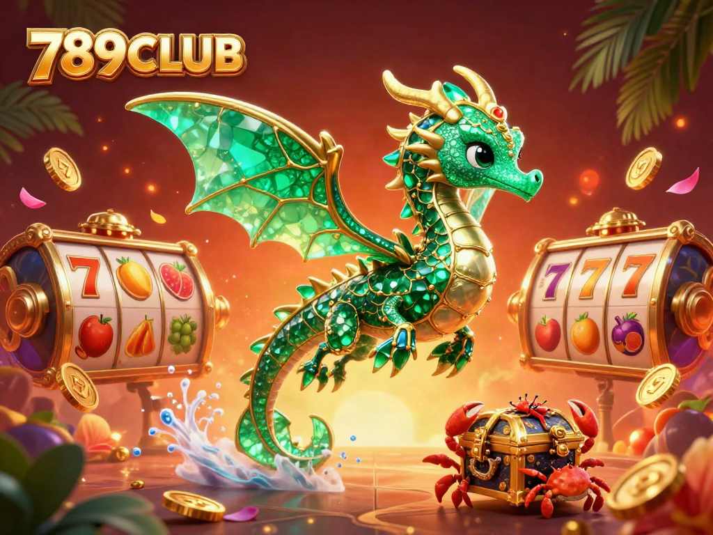 Experience the thrilling action of 789CLUB casino games with a mesmerizing sea dragon and treasures.