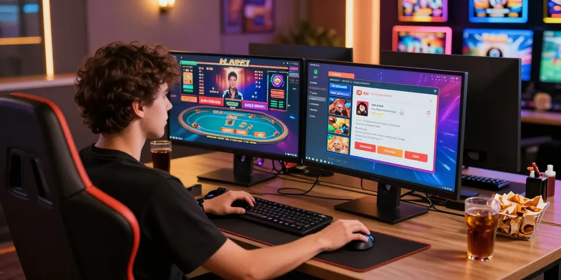 Engaging gaming experience with 789win displayed on dual monitors in a cozy setup