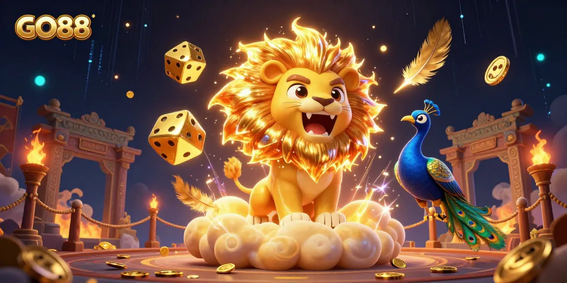 Experience GO88 gaming excitement with dynamic 3D casino characters and vibrant elements.