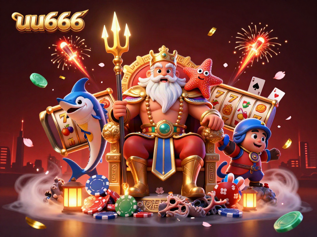 Experience the thrill of gaming with uu666 as Neptune rules in a vibrant, dynamic casino scene.