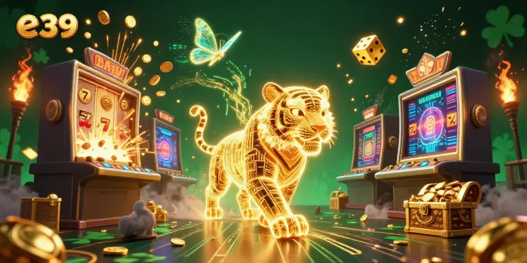 Experience engaging gameplay with the vibrant e 39 slot machine bursting with coins and thrilling visuals.