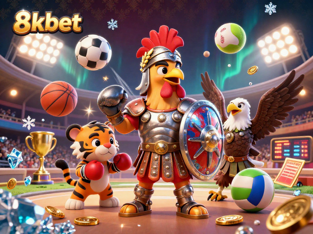 Bet on exciting games at 8kbet featuring glimmering trophies and high-stakes sports betting.