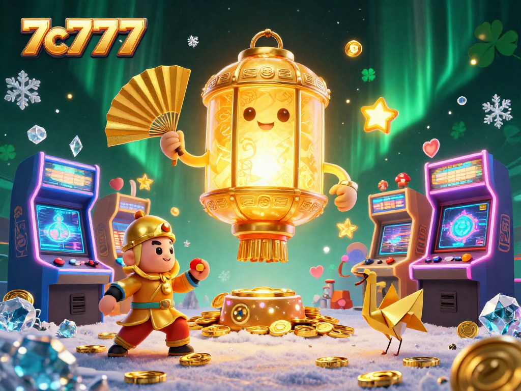 Engage in thrilling casino gameplay with 7c777 amidst vibrant arcade action and enchanting 3D visual elements.