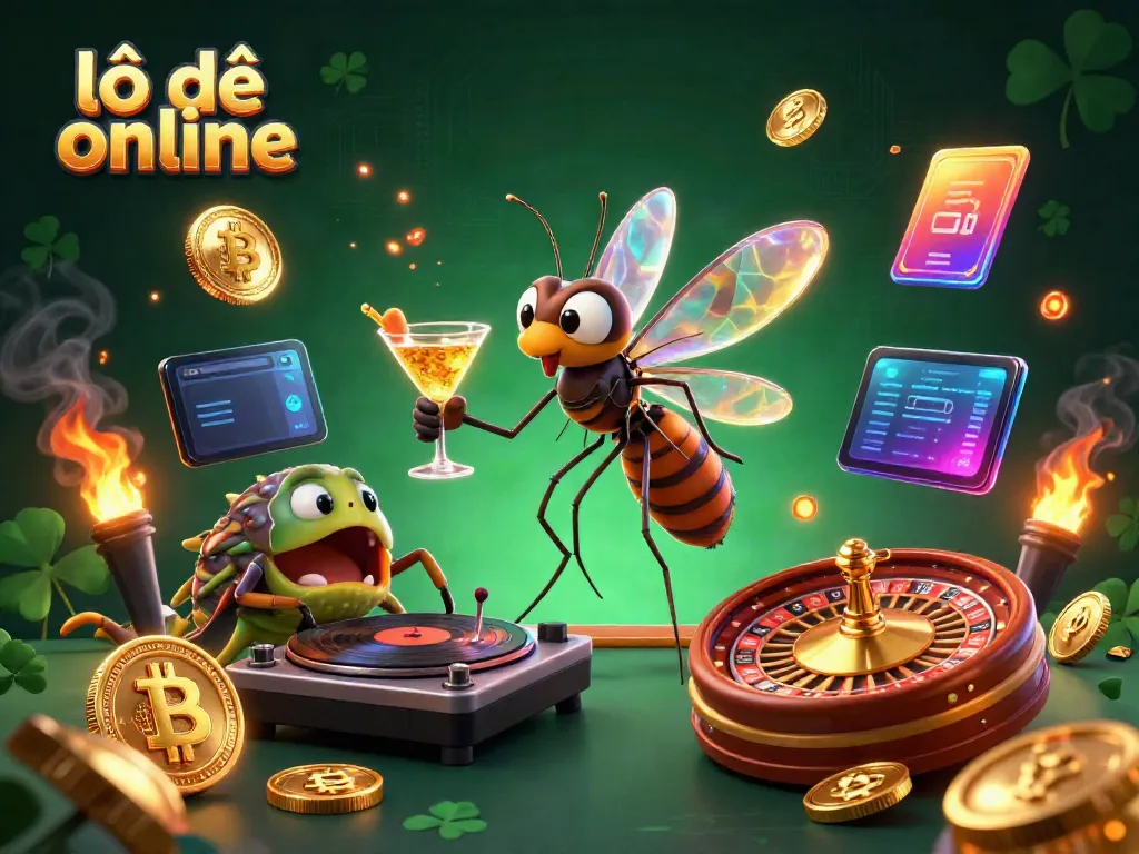 Experience the excitement of lô đề online with a vibrant 3D casino scene featuring unique characters and animated digital elements.