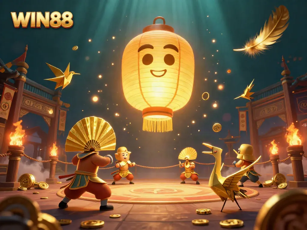 Experience the vibrant world of WIN88 in a dynamic casino illustration featuring unique, magical elements.