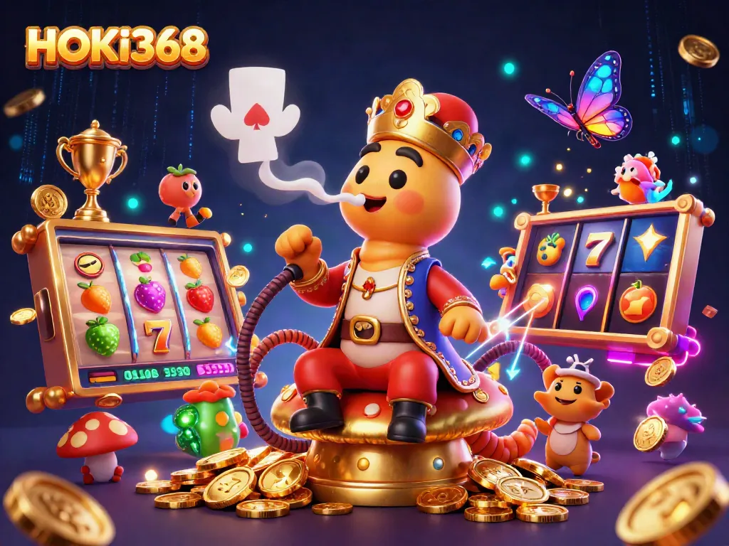 Engage with HOKI368's captivating slots scene featuring vibrant gameplay elements and interactive characters.