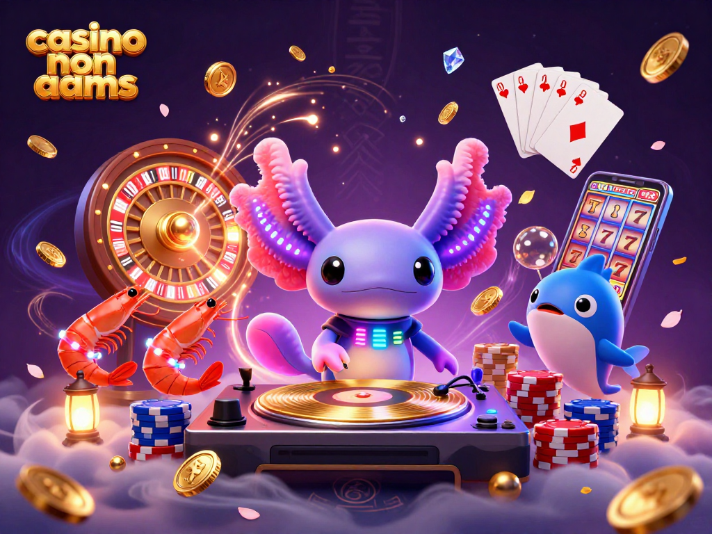 Divertiti nei migliori casino non AAMS con un DJ axolotl colorato mentre ballano gamberetti e un pesce-guastafeste.