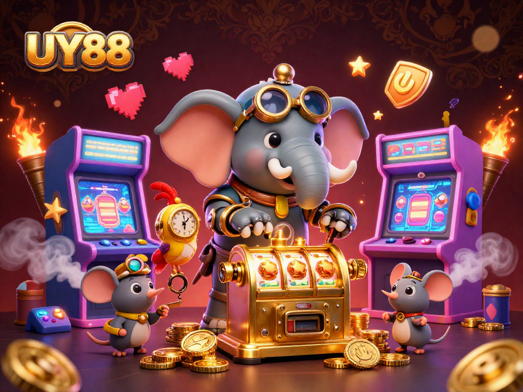 Spin the golden slot machine with UY88's exciting games and vibrant characters.