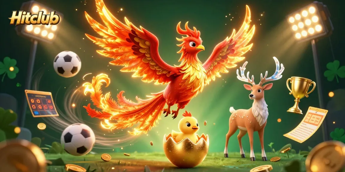 Experience thrilling gameplay on Hitclub with a vibrant 3D illustration featuring winning elements and energetic designs.