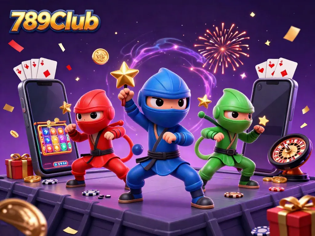 Experience thrilling gaming at 789Club with vibrant 3D ninja chameleons showcasing exciting slot games.