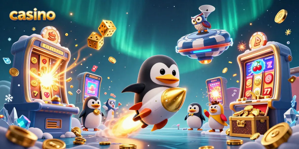 Play exciting casino games with a penguin astronaut as golden coins and jackpots burst into view!